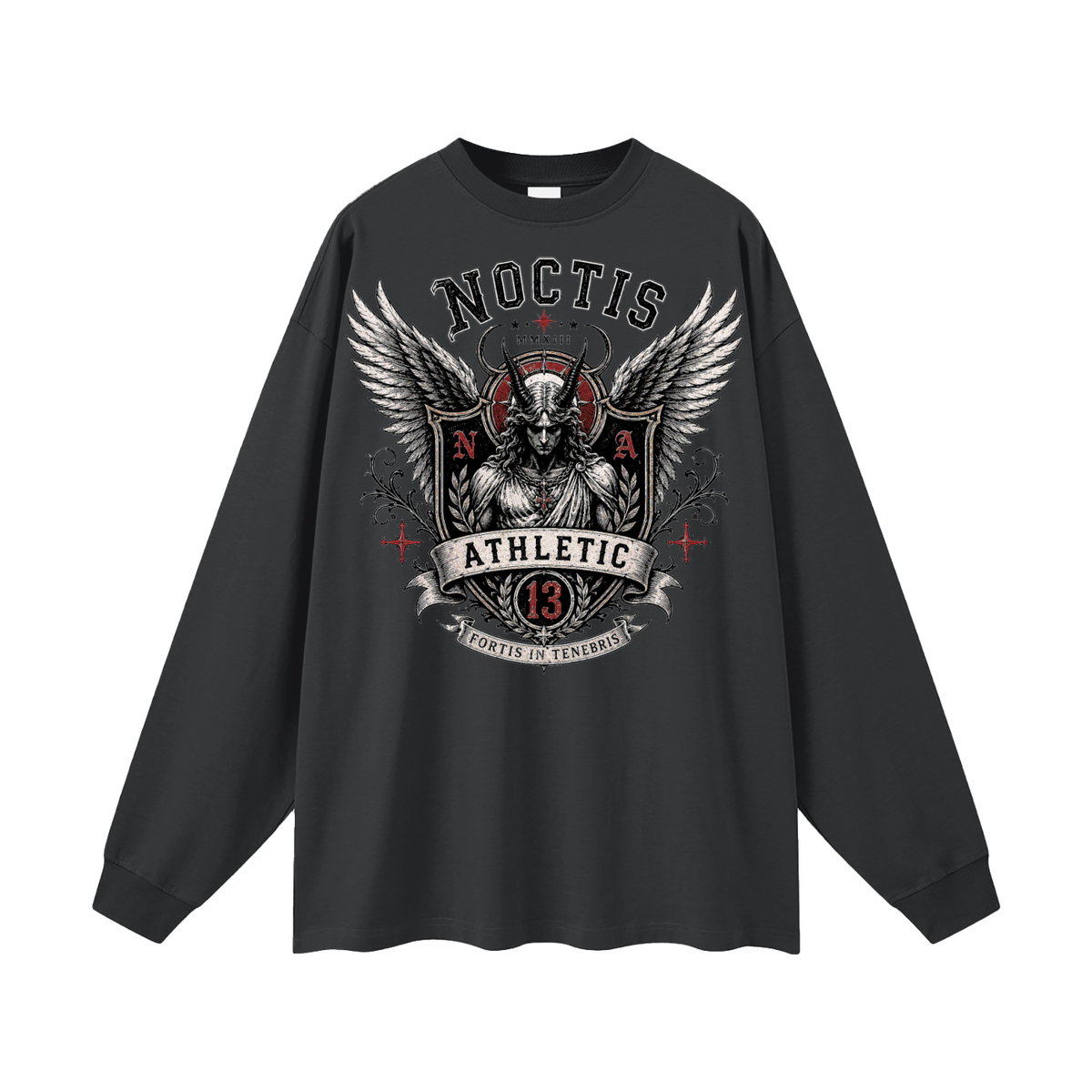 Noctis Athletic Crest Long Sleeve Tee – Heavyweight Oversized Drop Shoulder