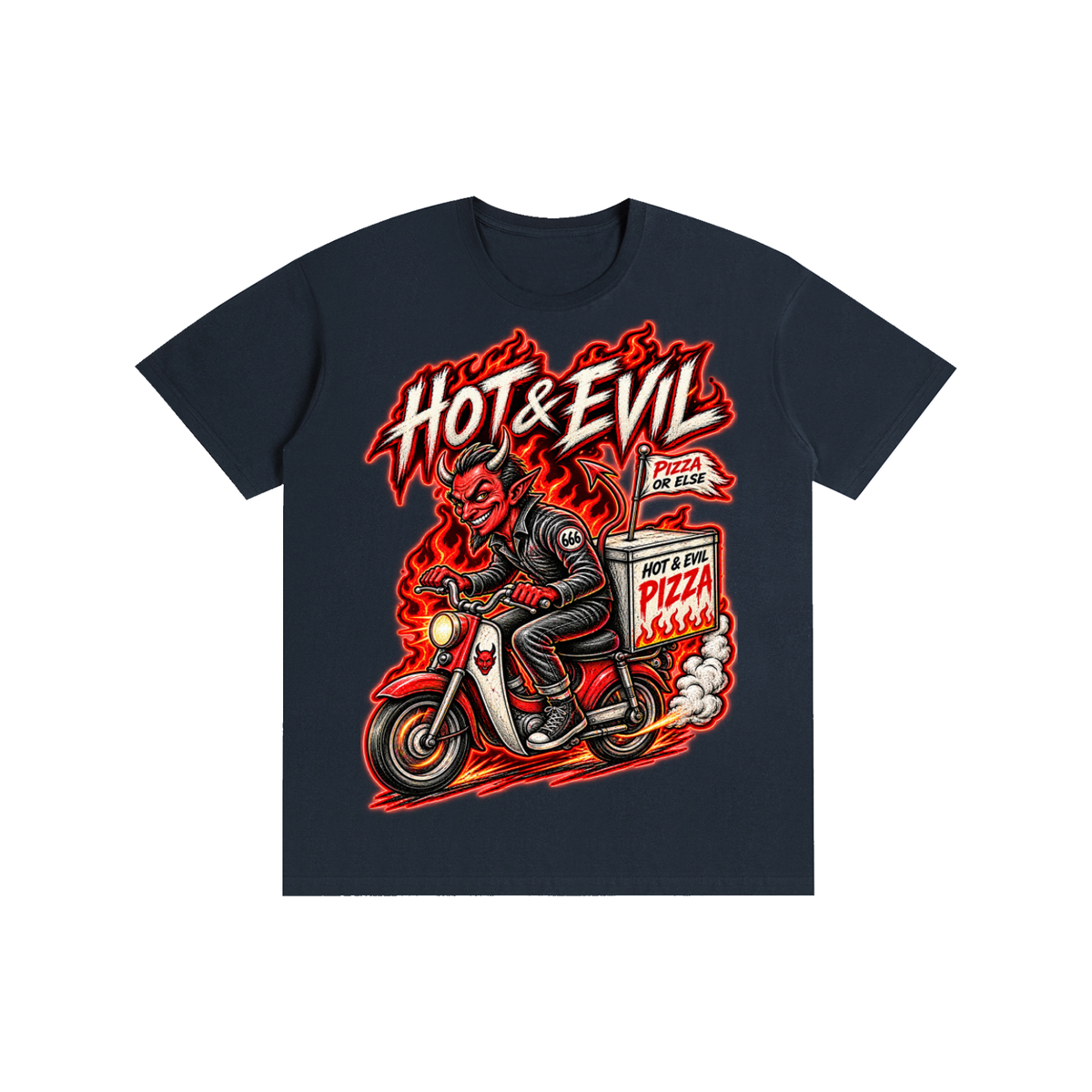 Devil Pizza Graphic Tee — 100% Cotton Unisex