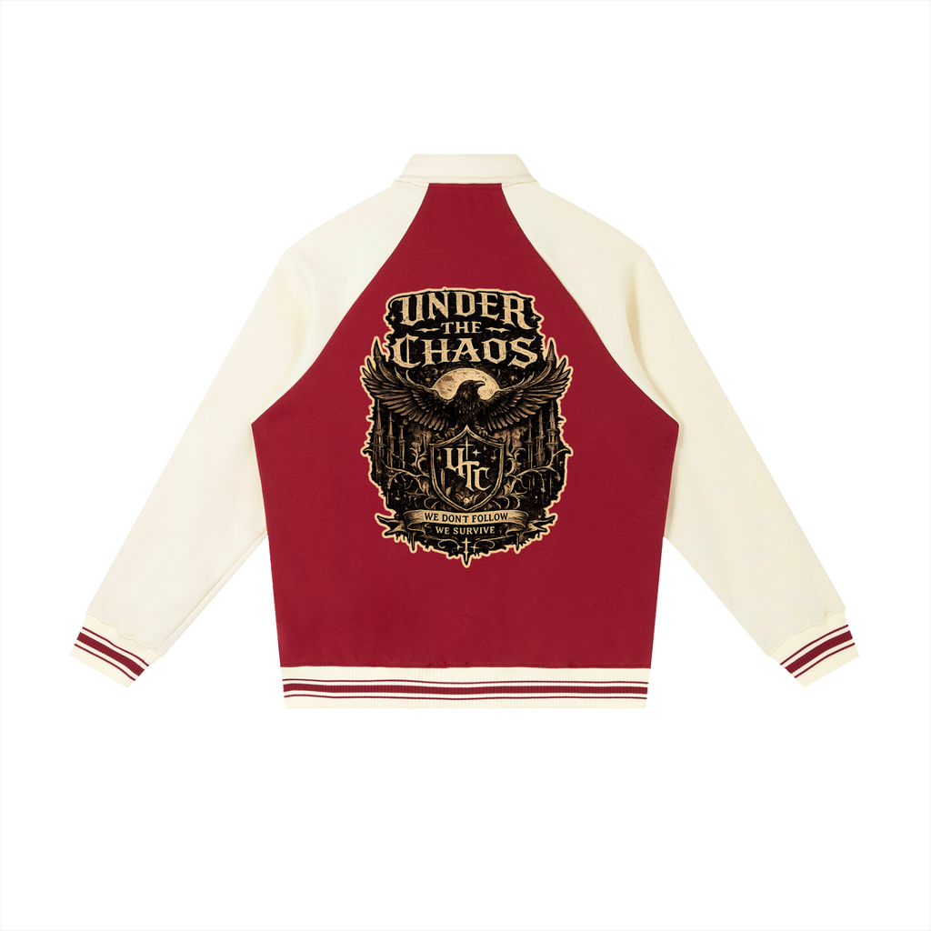 Contrast Raglan Sleeve Baseball Jacket