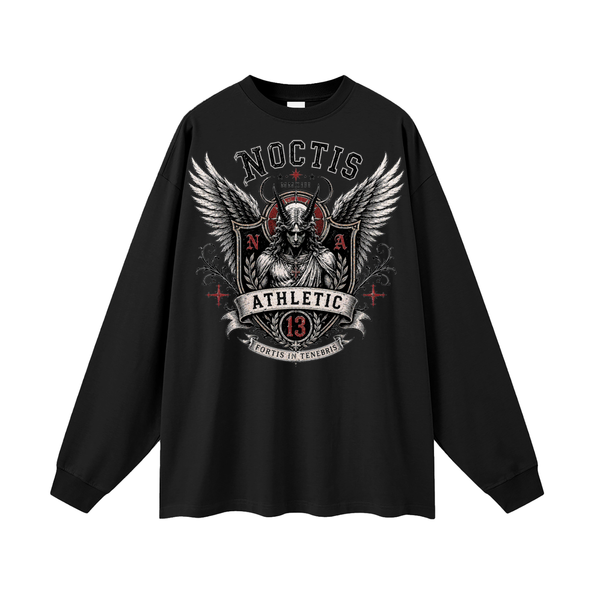 Noctis Athletic Crest Long Sleeve Tee – Heavyweight Oversized Drop Shoulder