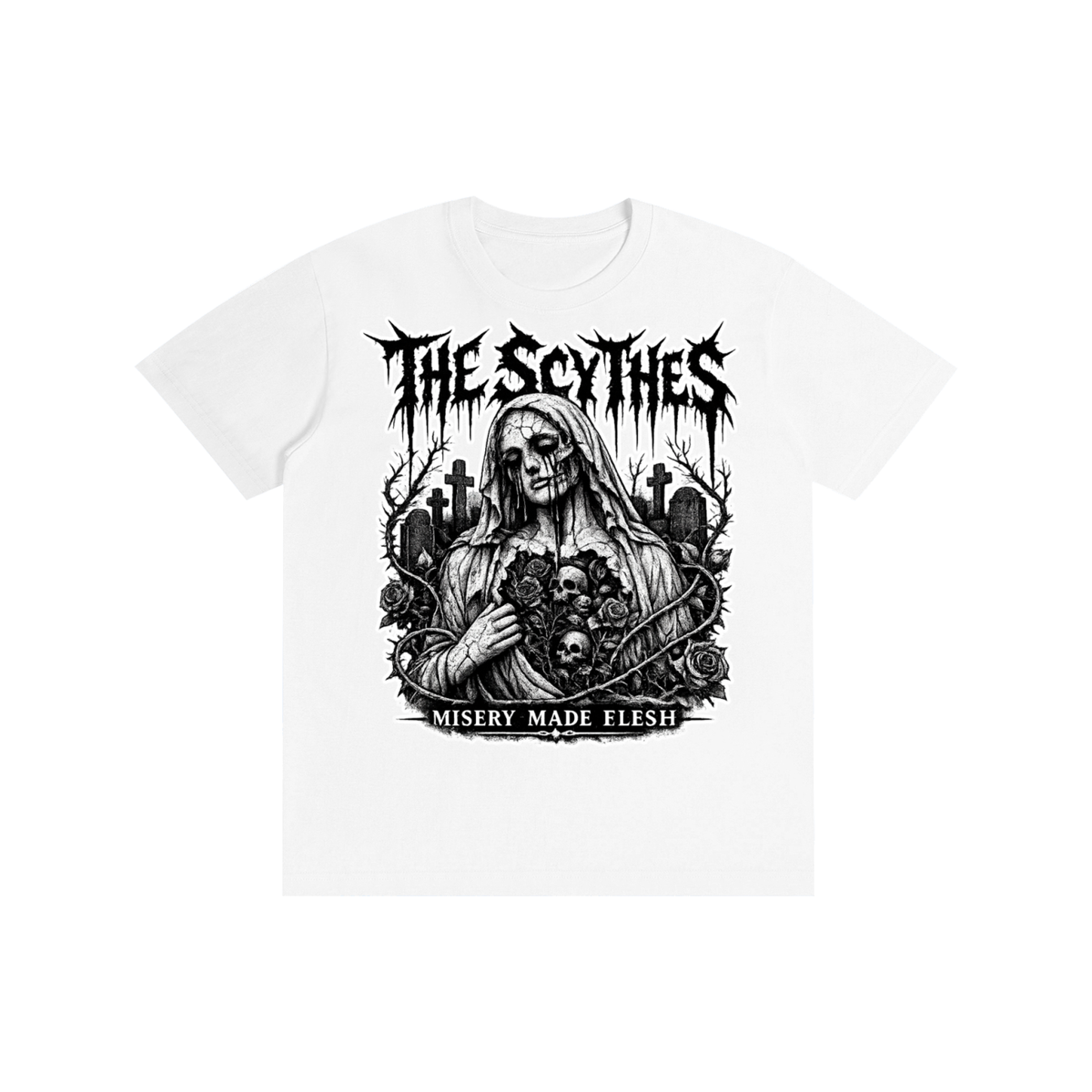 The Scythes "Misery Made Flesh" Gothic T-Shirt | Horror Graphic Tee