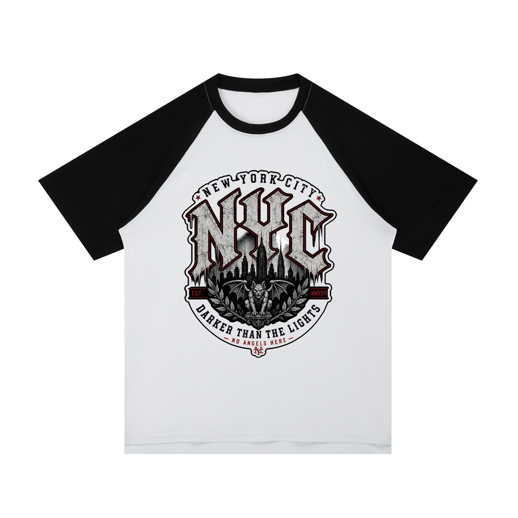 NYC Darker Than The Lights Raglan Tee