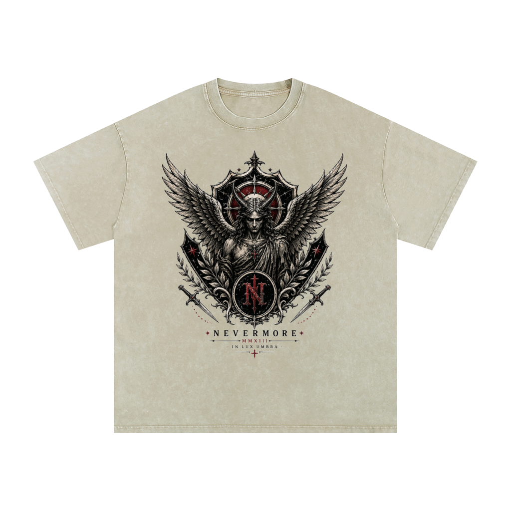 Nevermore Crest Snow Washed Oversized T-Shirt – Unisex Drop Shoulder