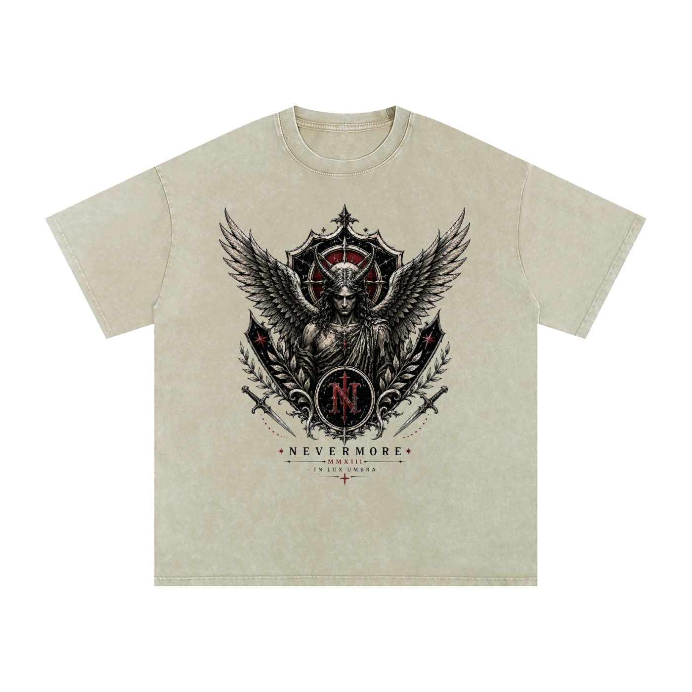 Nevermore Crest Snow Washed Oversized T-Shirt – Unisex Drop Shoulder