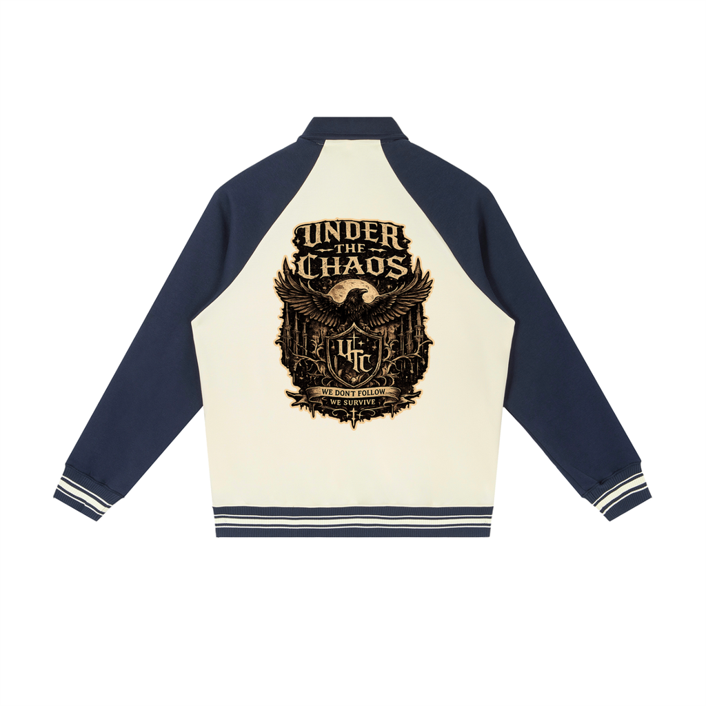 Contrast Raglan Sleeve Baseball Jacket
