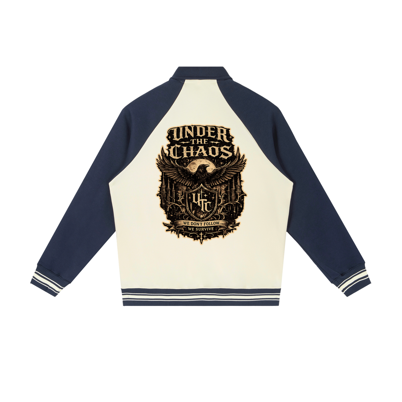Contrast Raglan Sleeve Baseball Jacket
