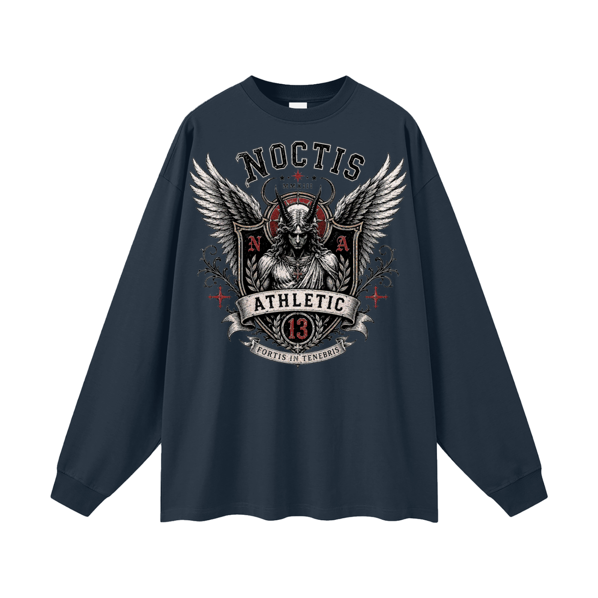 Noctis Athletic Crest Long Sleeve Tee – Heavyweight Oversized Drop Shoulder