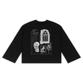 Memento Mori Gothic Waffle Long Sleeve T-Shirt | Dark Academia Raven Skull Tee