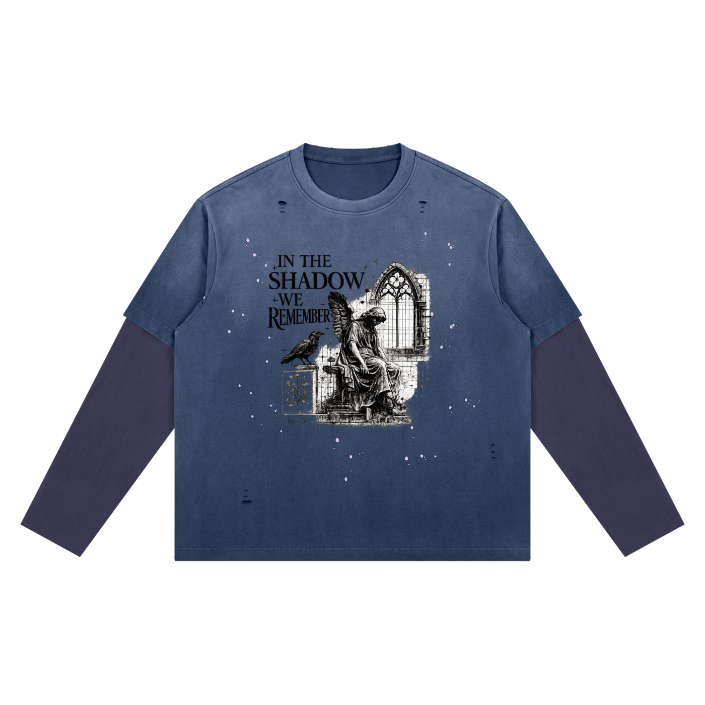 In The Shadow We Remember Gothic Vintage Wash Layered T-Shirt