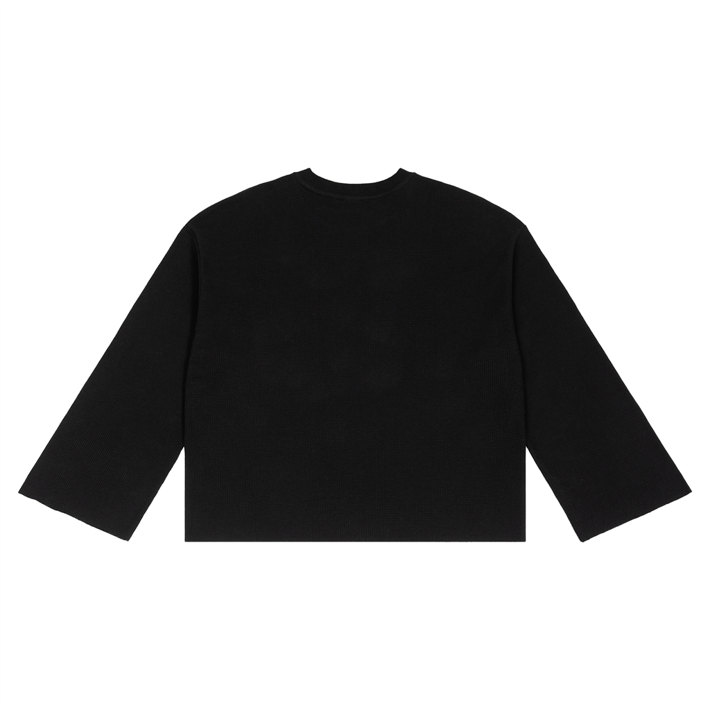 Memento Mori Gothic Waffle Long Sleeve T-Shirt | Dark Academia Raven Skull Tee