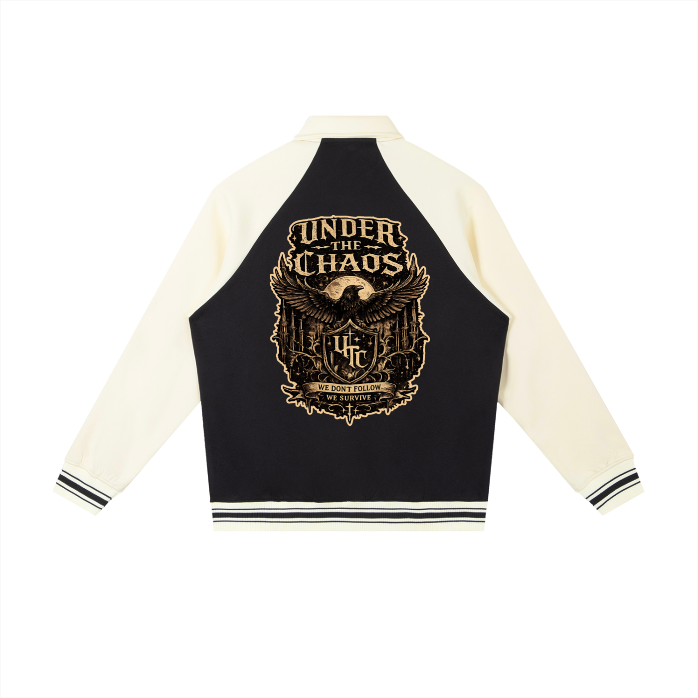 Contrast Raglan Sleeve Baseball Jacket
