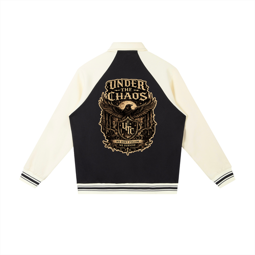 Contrast Raglan Sleeve Baseball Jacket