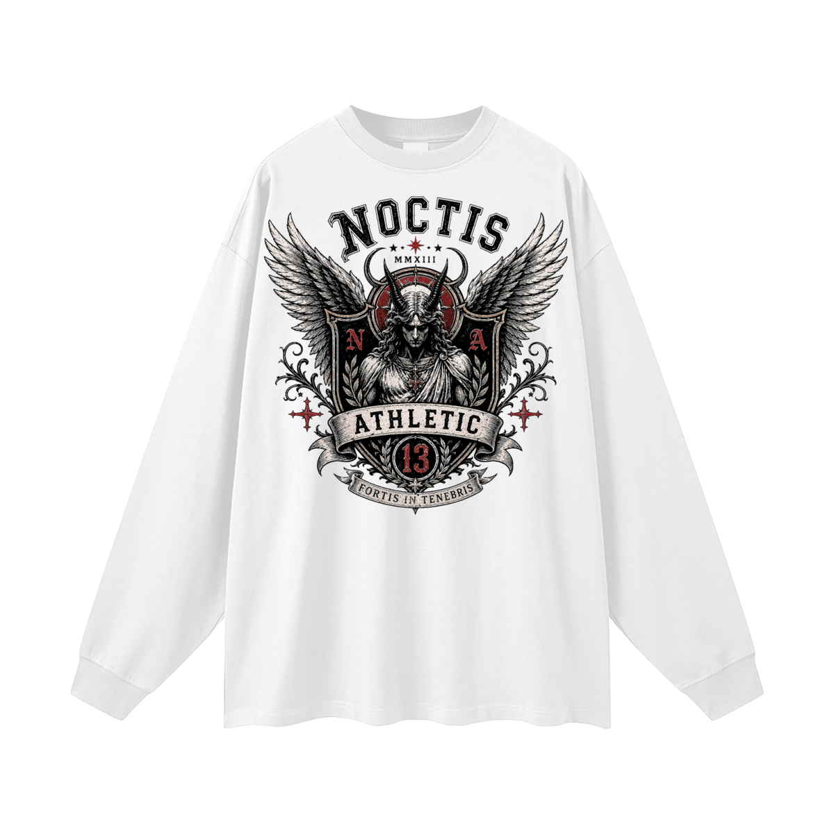 Noctis Athletic Crest Long Sleeve Tee – Heavyweight Oversized Drop Shoulder