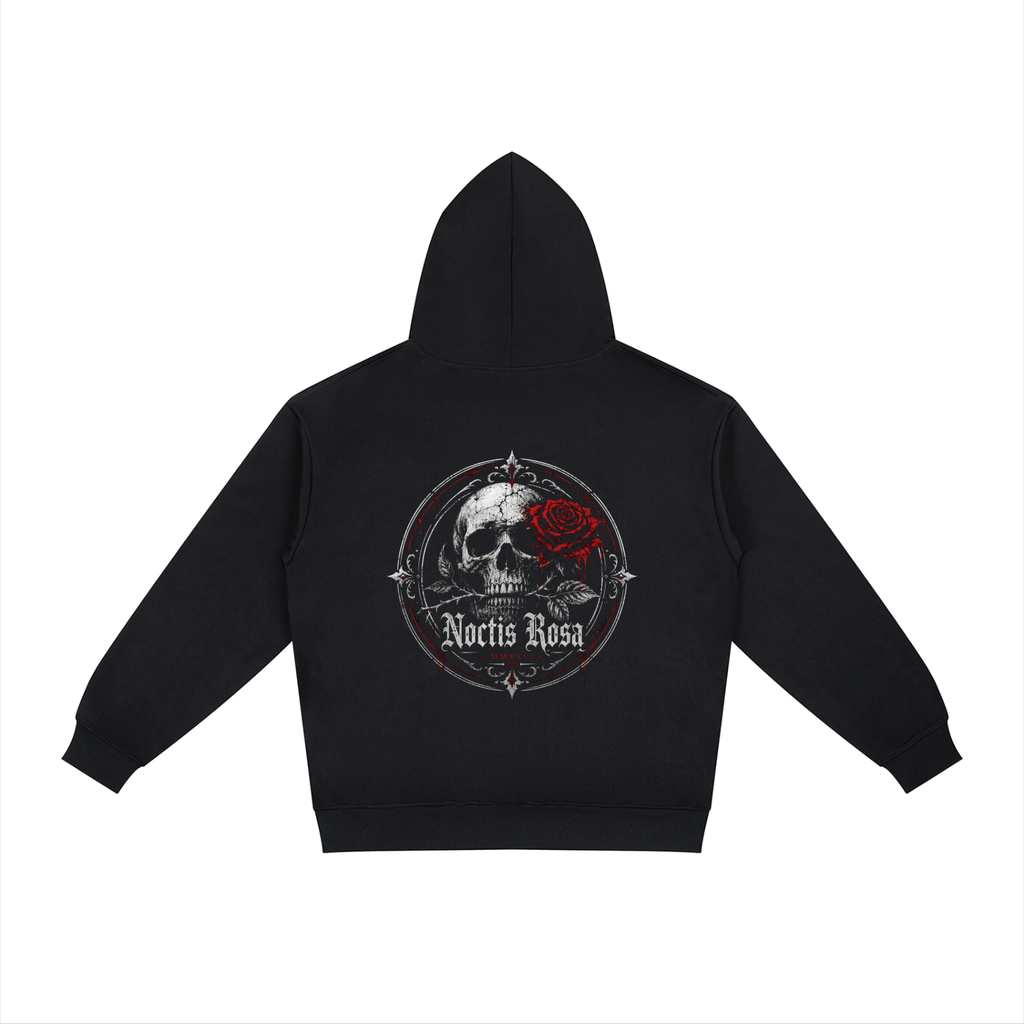 Noctis Rosa Gothic Hoodie | Skull & Rose Graphic Pullover | Unisex Hoodie