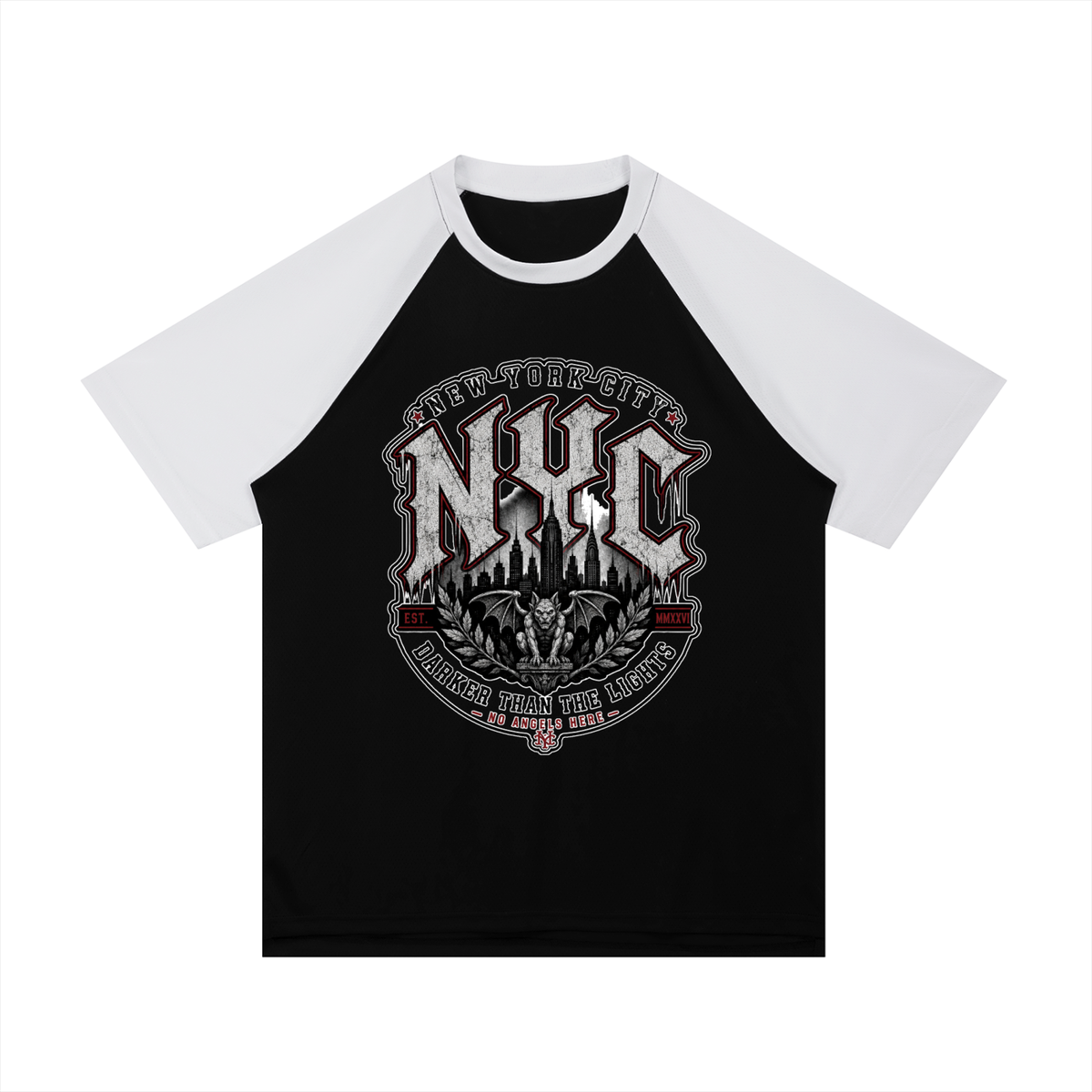 NYC Darker Than The Lights Raglan Tee