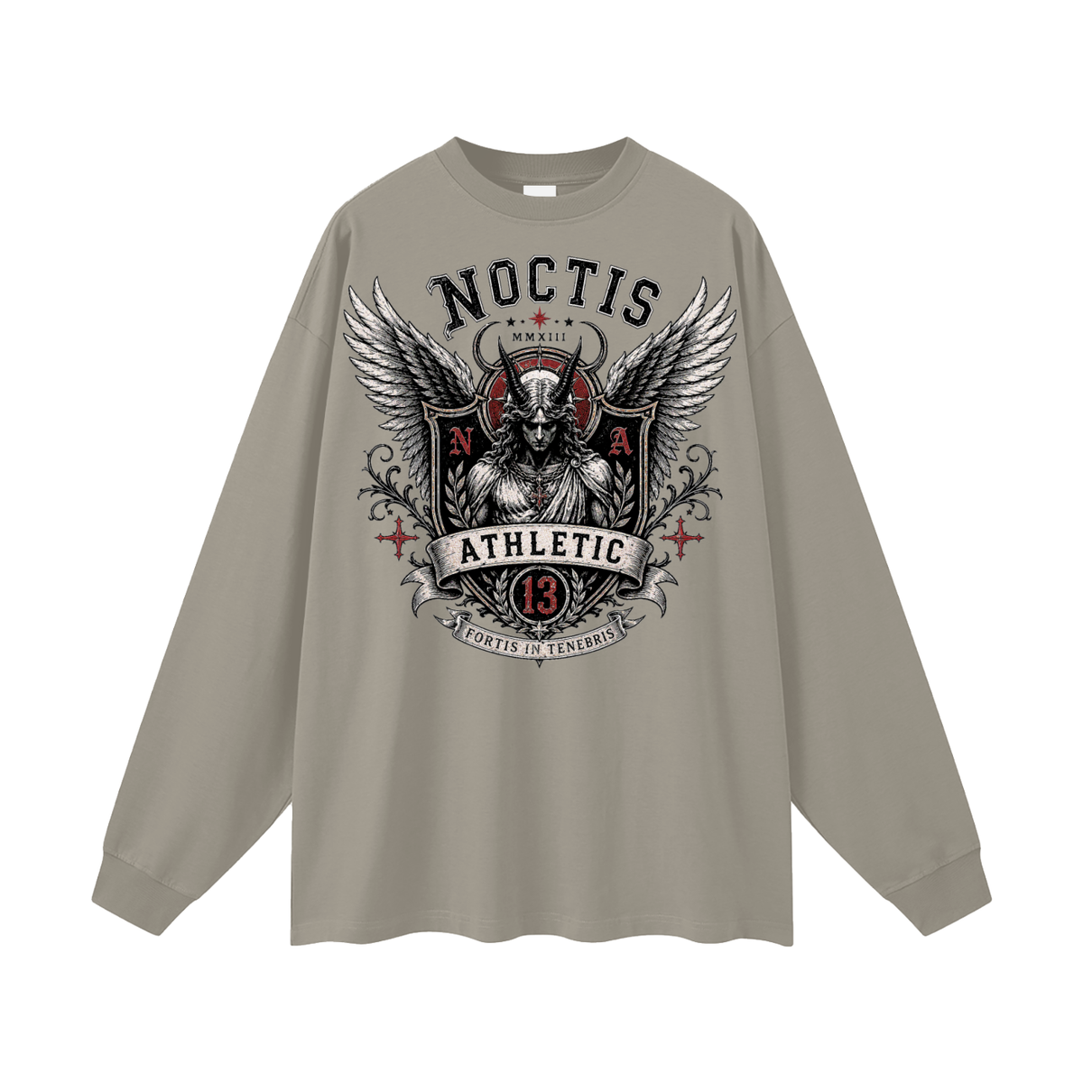 Noctis Athletic Crest Long Sleeve Tee – Heavyweight Oversized Drop Shoulder