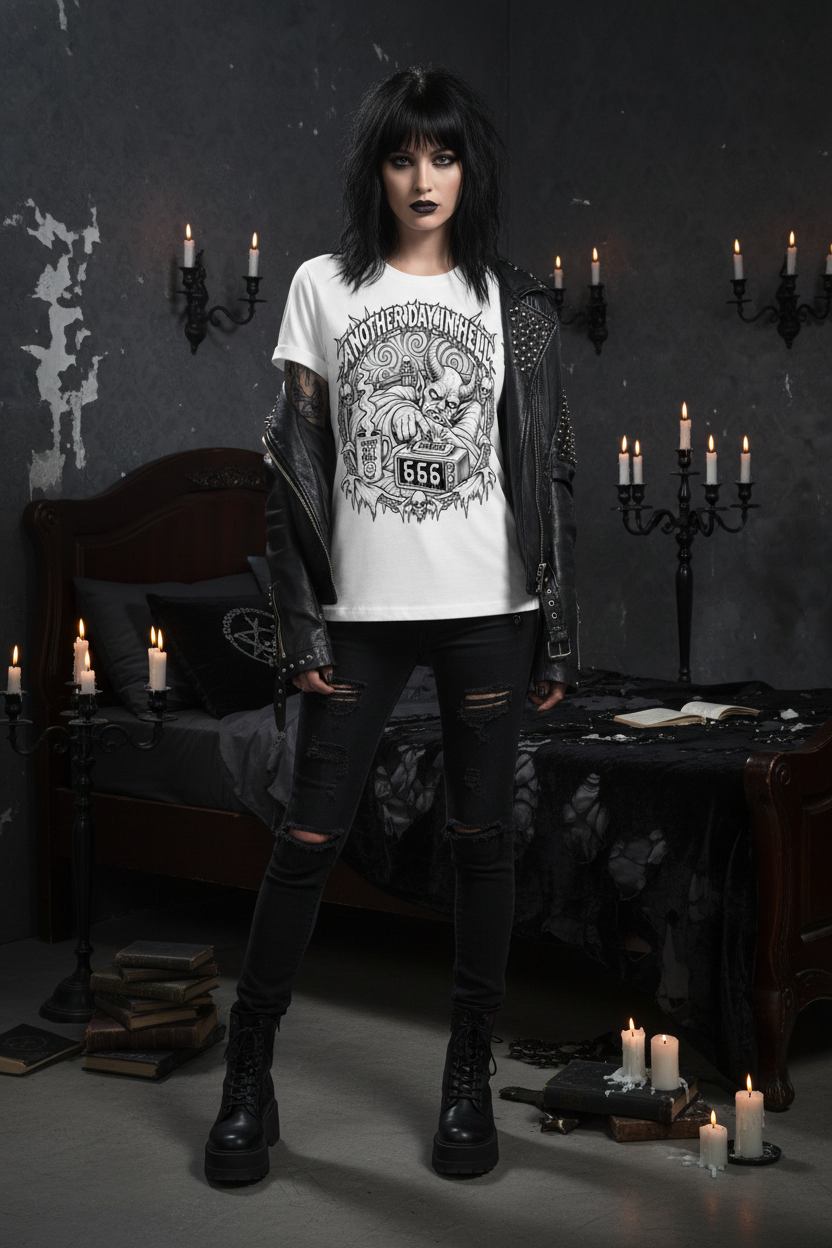 Another Day In Hell - White Tee Mockup