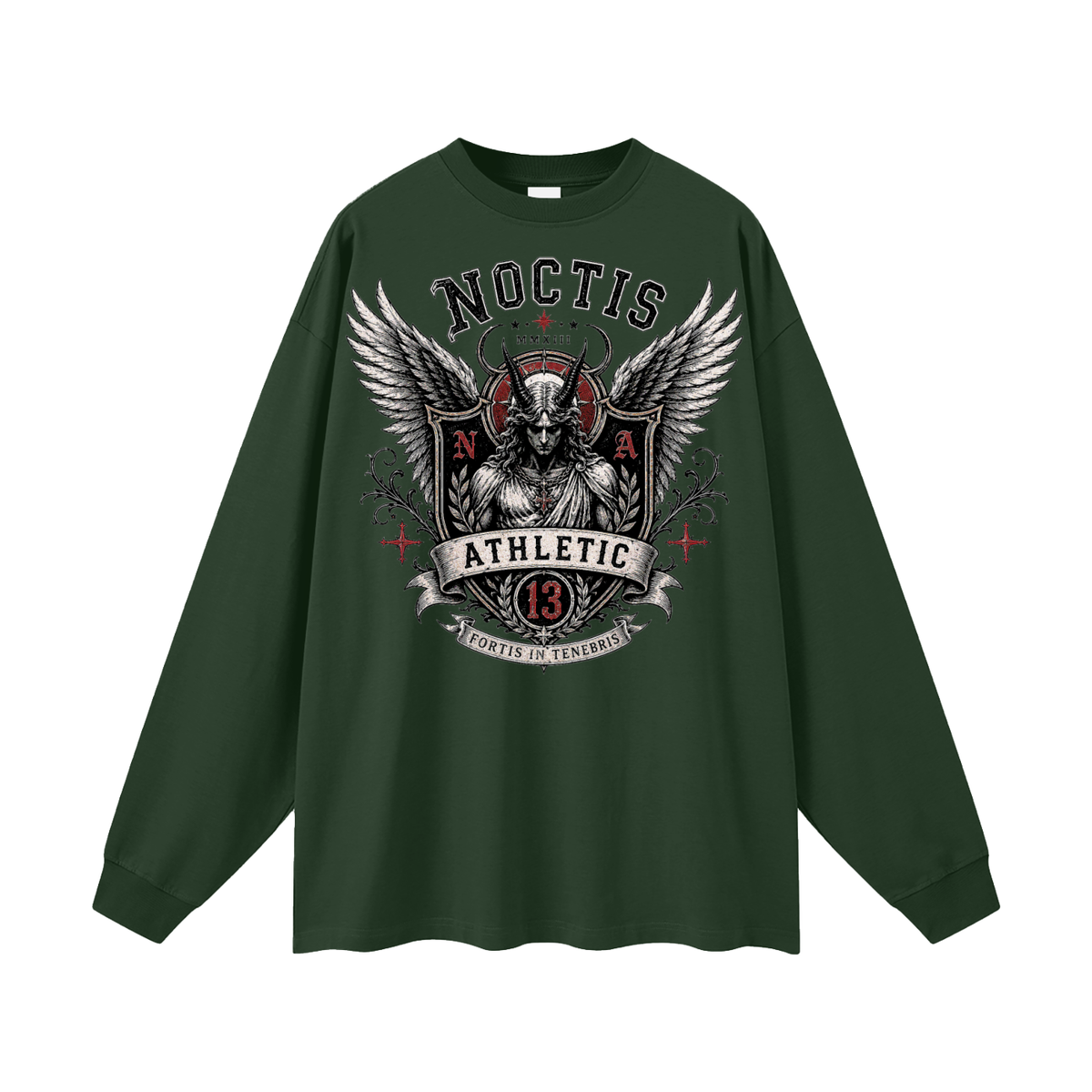 Noctis Athletic Crest Long Sleeve Tee – Heavyweight Oversized Drop Shoulder