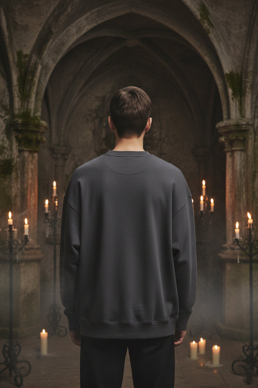In The Shadows We Remember Gothic Skull & Rose Sweatshirt