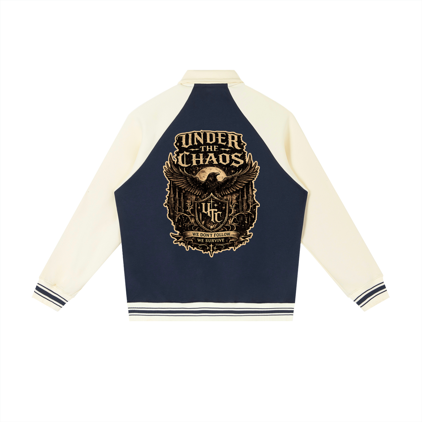 Contrast Raglan Sleeve Baseball Jacket