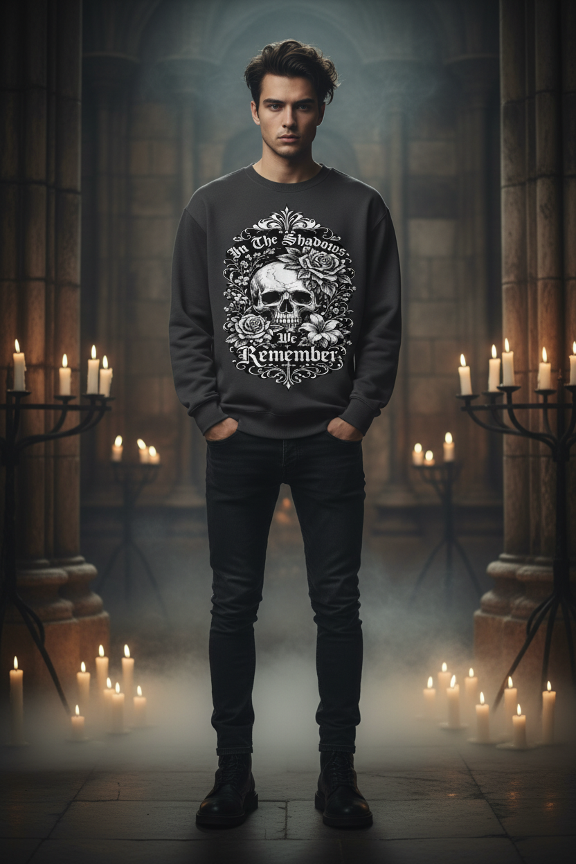 In The Shadows We Remember Male Front Mockup