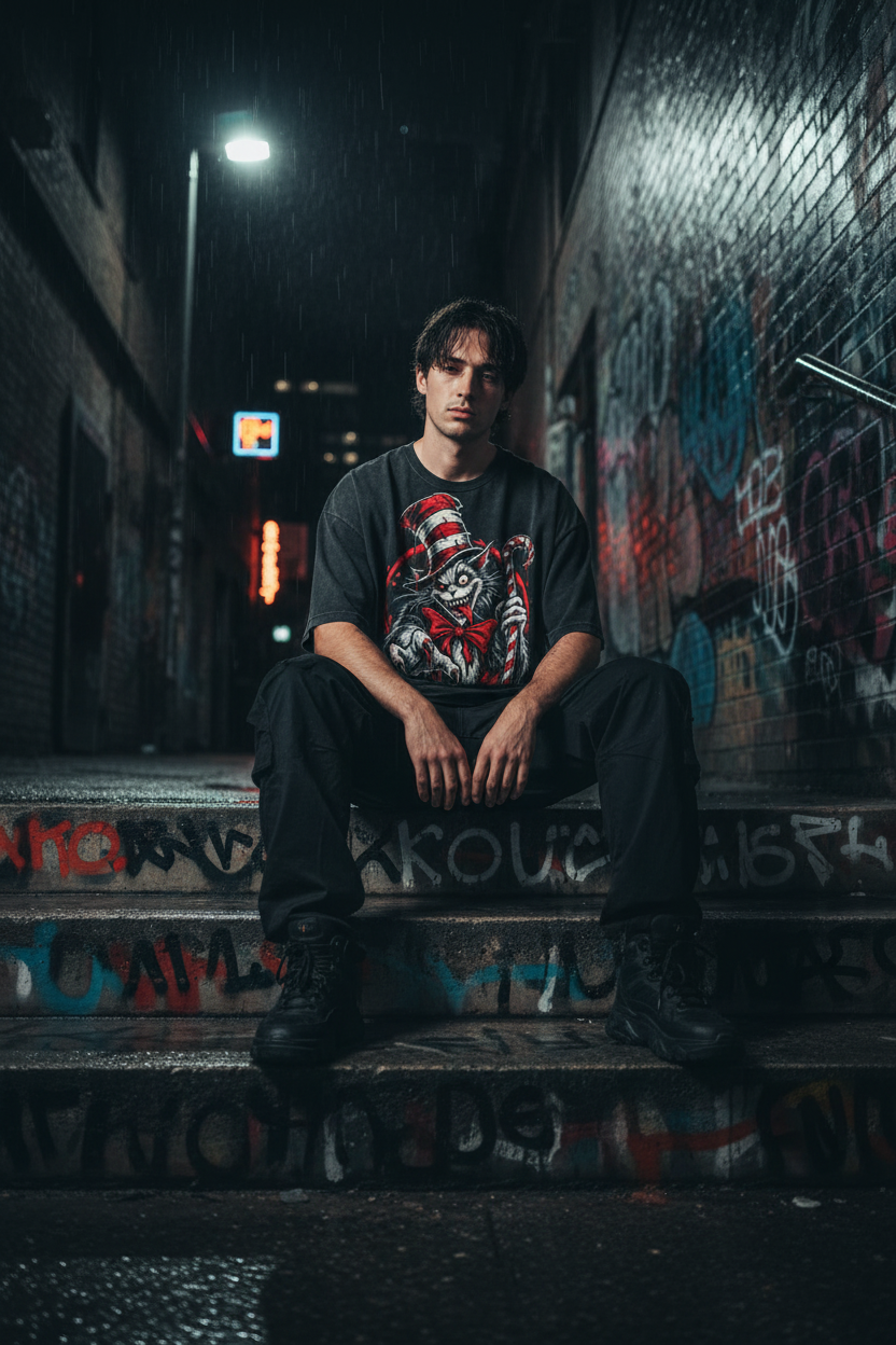 Male model graffiti steps