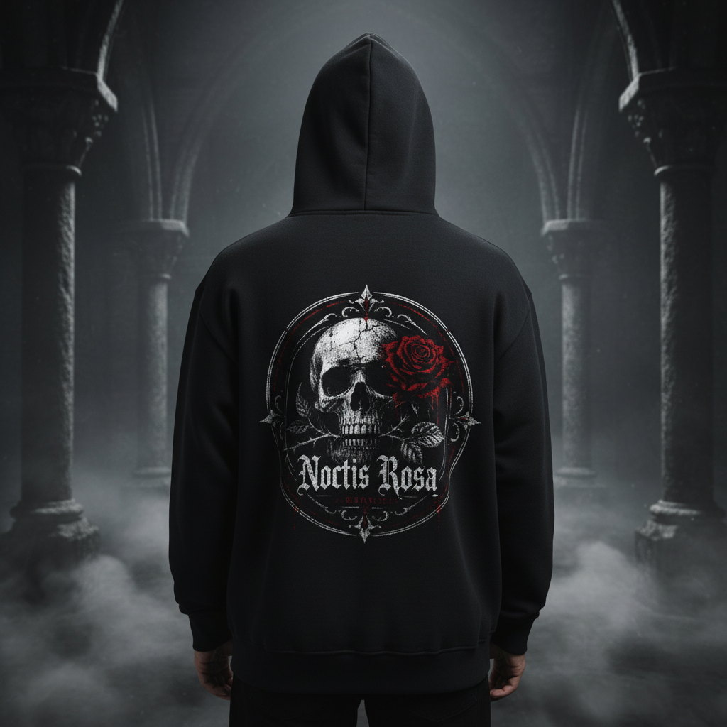 Noctis Rosa Gothic Hoodie Back Shot Mockup