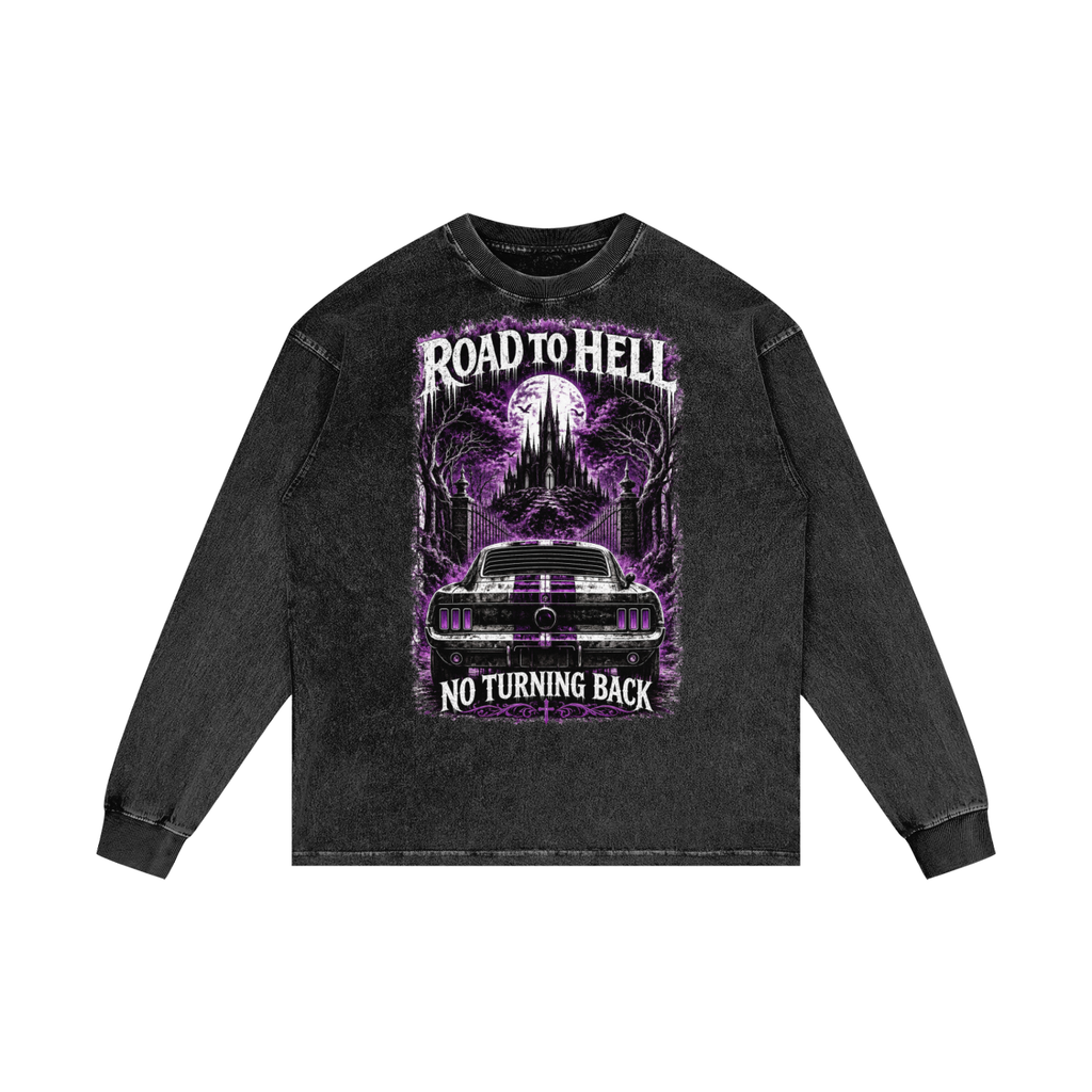 Road To Hell — Acid Wash Oversized Long Sleeve