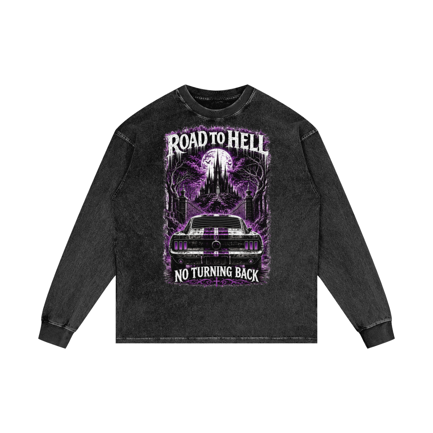 Road To Hell — Acid Wash Oversized Long Sleeve