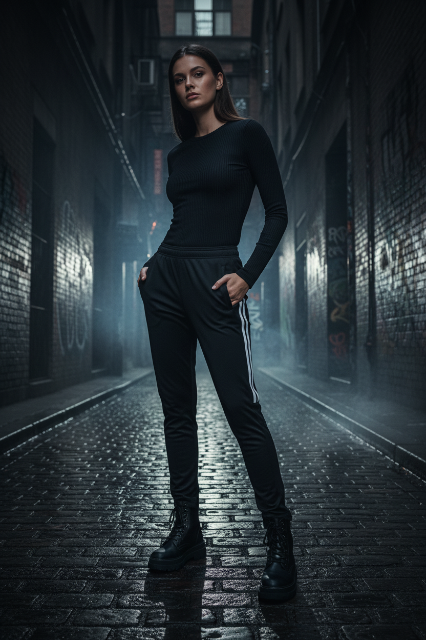 Side Stripe Running Pants Gothic Urban Front