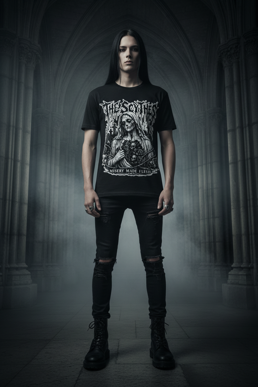 The Scythes Misery Made Flesh Gothic T-Shirt Mockup