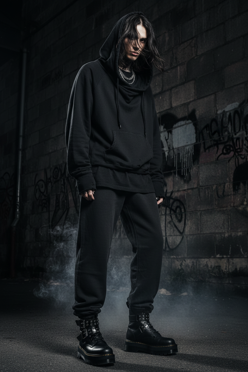 Vintage Washed Barrel Leg Sweatpants Front Mockup